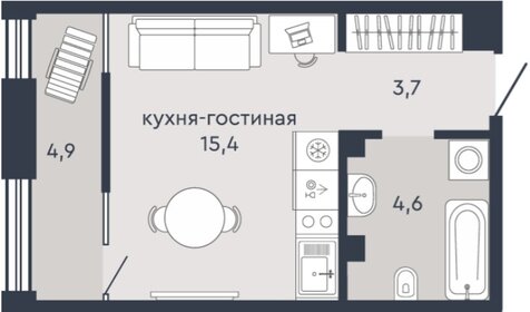 Квартира 28,6 м², студия - изображение 2