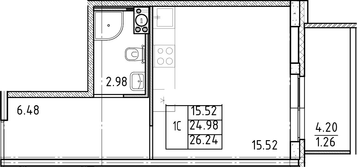 26,2 м², квартира-студия 4 600 000 ₽ - изображение 36