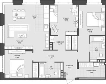 Квартира 93,2 м², 4-комнатная - изображение 1