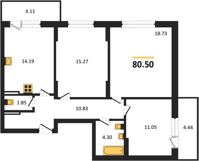 80 м², 3-комнатная квартира 12 200 000 ₽ - изображение 55