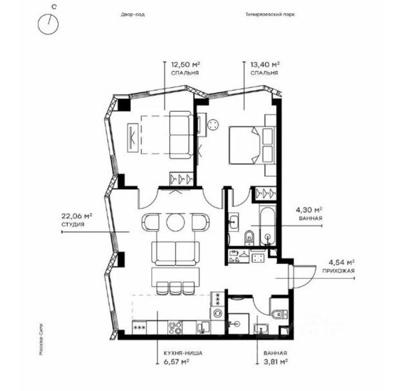 67 м², 2-комнатная квартира 30 850 000 ₽ - изображение 1