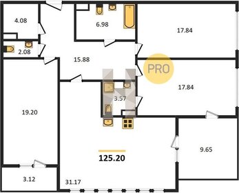 Квартира 125,2 м², 3-комнатная - изображение 1