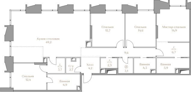 156,2 м², 4-комнатная квартира 146 932 992 ₽ - изображение 46