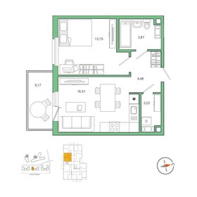 40,5 м², 1-комнатная квартира 7 626 432 ₽ - изображение 31