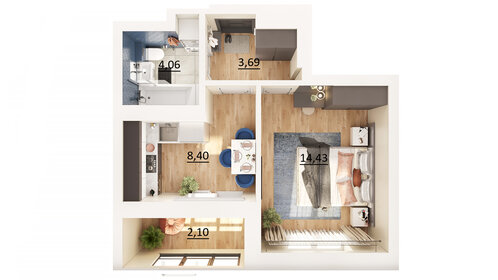 30,9 м², 1-комнатная квартира 6 900 000 ₽ - изображение 45