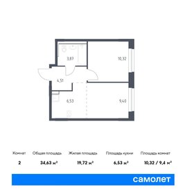 Квартира 34,6 м², 1-комнатная - изображение 1