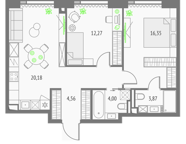 66,2 м², 2-комнатная квартира 26 965 528 ₽ - изображение 6