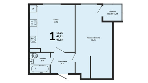 Квартира 42,1 м², 1-комнатная - изображение 1