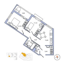 59,3 м², 2-комнатная квартира 10 400 000 ₽ - изображение 53