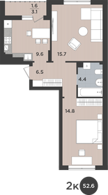 Квартира 52,6 м², 2-комнатная - изображение 1