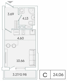 Квартира 24,1 м², студия - изображение 1