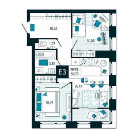 52,6 м², 2-комнатная квартира 3 850 000 ₽ - изображение 75