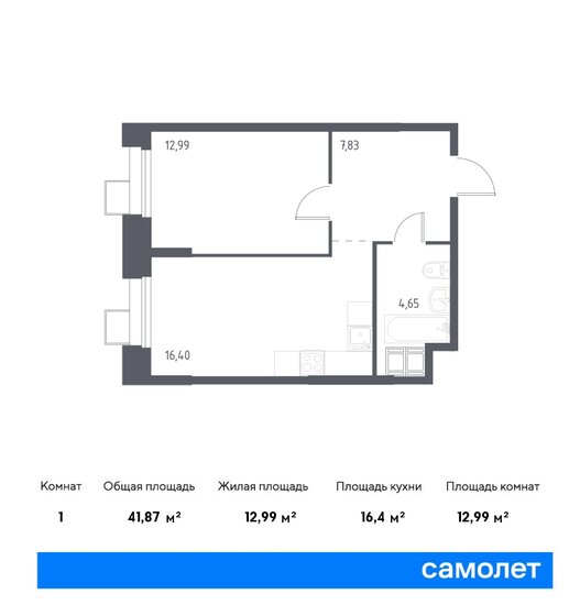 41,9 м², 1-комнатные апартаменты 10 147 679 ₽ - изображение 19