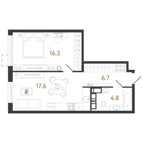 Квартира 45,4 м², 1-комнатная - изображение 1