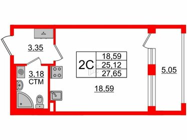 Квартира 25,1 м², студия - изображение 1