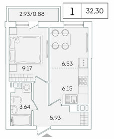 32 м², 1-комнатная квартира 6 000 000 ₽ - изображение 1