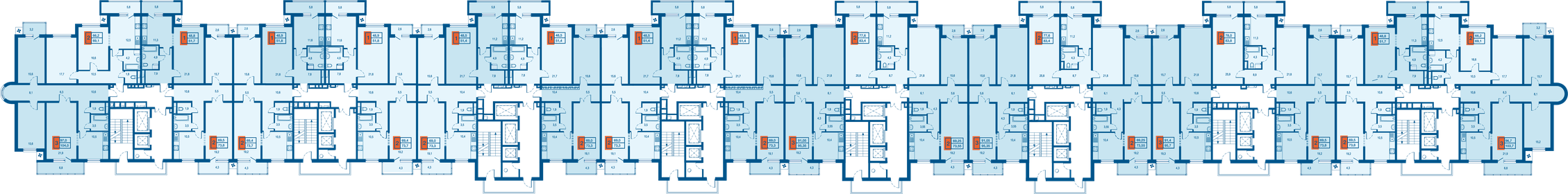 78,1 м², 2-комнатная квартира 12 300 000 ₽ - изображение 142