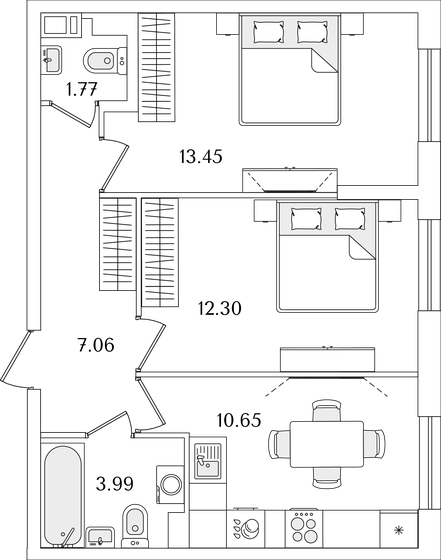 49,2 м², 2-комнатная квартира 11 286 489 ₽ - изображение 1