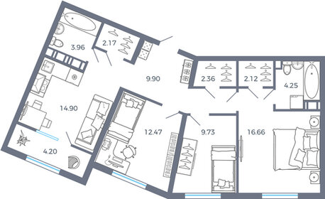 75,7 м², 3-комнатная квартира 9 183 365 ₽ - изображение 54