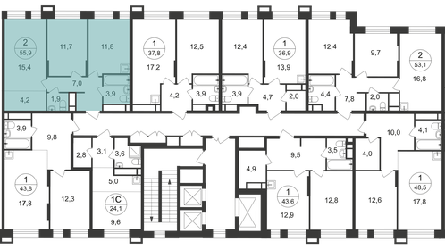 Квартира 55,9 м², 2-комнатная - изображение 2