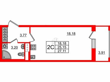 Квартира 25,2 м², студия - изображение 1