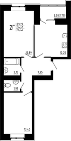 56,4 м², 2-комнатная квартира 10 550 000 ₽ - изображение 55