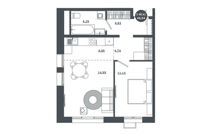 46 м², 1-комнатная квартира 5 900 000 ₽ - изображение 80