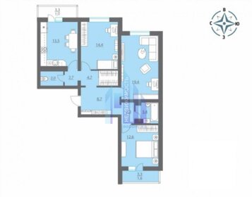 Квартира 86,3 м², 3-комнатная - изображение 1