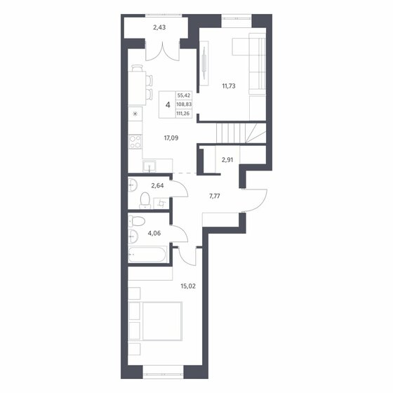 111,3 м², 4-комнатная квартира 13 200 000 ₽ - изображение 1