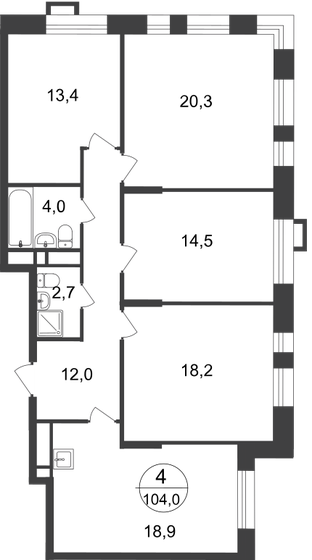 104 м², 4-комнатная квартира 22 748 678 ₽ - изображение 1