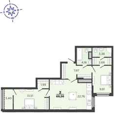 73,3 м², 2-комнатная квартира 8 186 720 ₽ - изображение 45