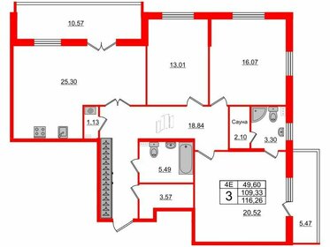 Квартира 109,3 м², 3-комнатная - изображение 1