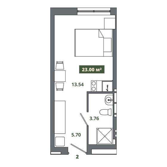 22,8 м², апартаменты-студия 5 638 000 ₽ - изображение 29