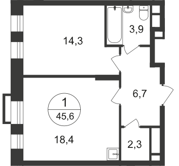 45,6 м², 1-комнатная квартира 11 374 946 ₽ - изображение 51