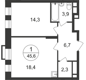 Квартира 45,6 м², 1-комнатная - изображение 1