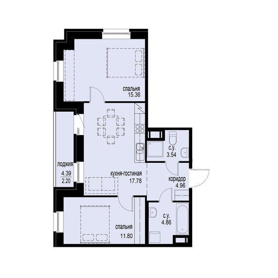 60,5 м², 2-комнатная квартира 16 758 500 ₽ - изображение 36