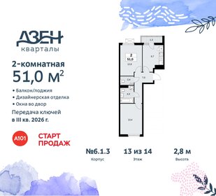 51,4 м², 2-комнатная квартира 14 402 303 ₽ - изображение 34