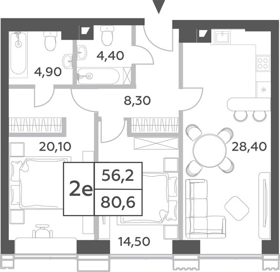 80,6 м², 3-комнатная квартира 40 893 056 ₽ - изображение 1