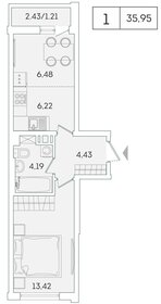 34 м², 1-комнатная квартира 6 490 000 ₽ - изображение 68