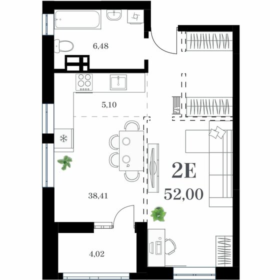 52 м², 1-комнатная квартира 10 660 000 ₽ - изображение 1