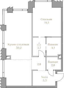 63 м², 1-комнатная квартира 61 379 000 ₽ - изображение 1