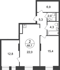 69,5 м², 2-комнатная квартира 17 083 216 ₽ - изображение 1