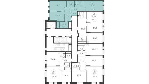 69,5 м², 2-комнатная квартира 17 083 216 ₽ - изображение 35