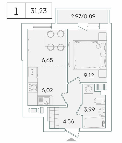 31,2 м², 1-комнатная квартира 5 129 808 ₽ - изображение 1
