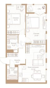 Квартира 66,3 м², 2-комнатная - изображение 1