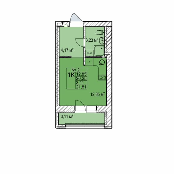 21,8 м², квартира-студия 4 750 000 ₽ - изображение 1