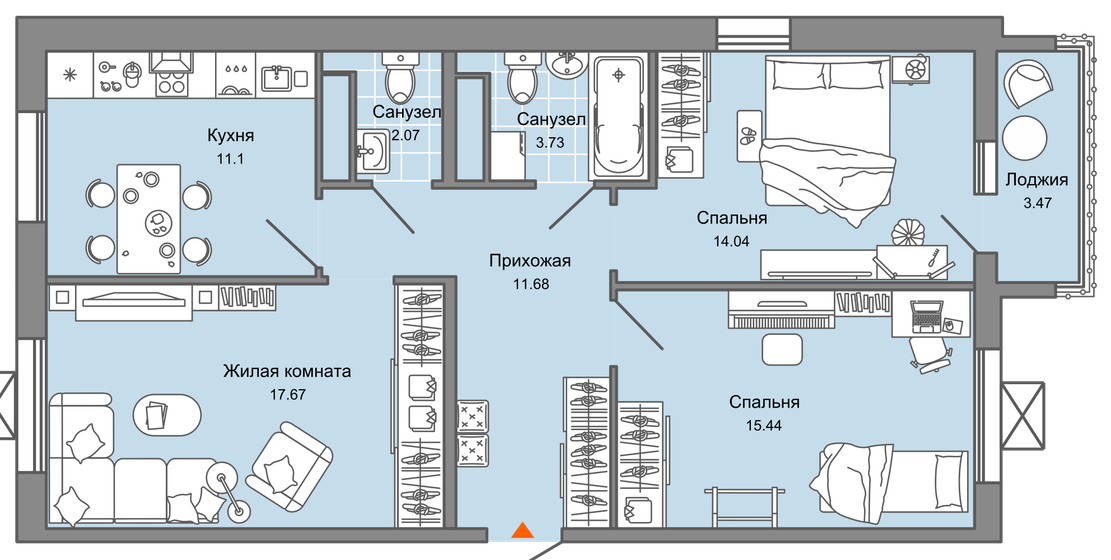 77 м², 3-комнатная квартира 5 941 949 ₽ - изображение 1