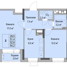 Квартира 52,8 м², 2-комнатная - изображение 2