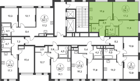 59,1 м², 2-комнатная квартира 16 135 687 ₽ - изображение 40