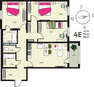 Квартира 88,7 м², 3-комнатная - изображение 1